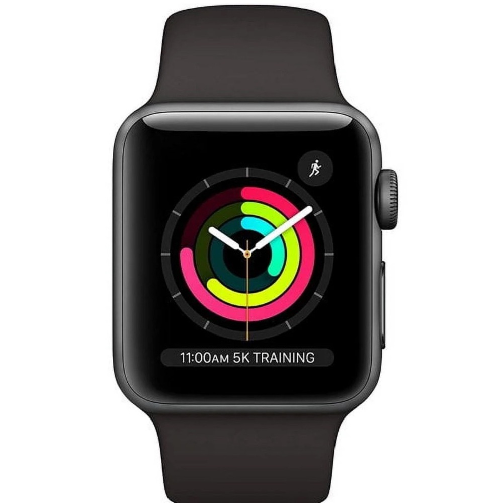 Series 3 Apple Watch 38MM aluminum case with 4 bands and a charger